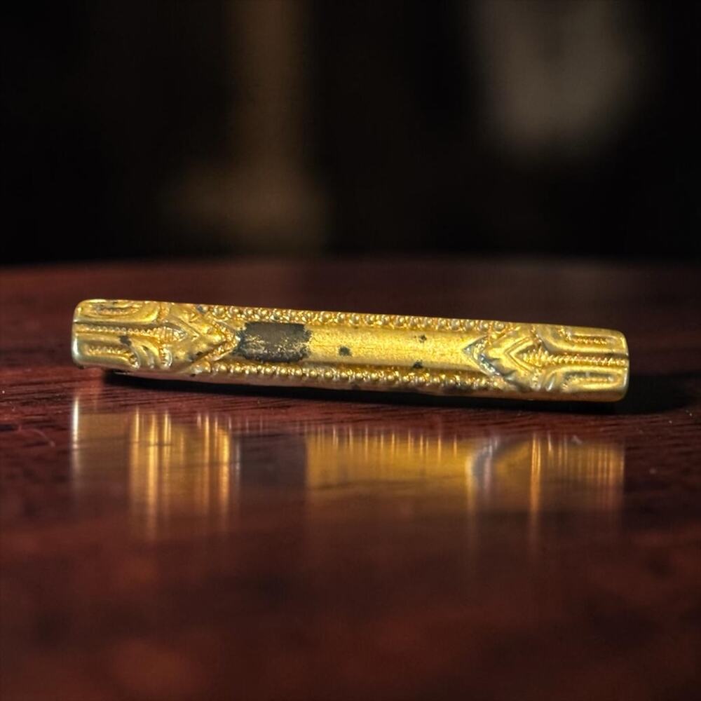 Antique Art Deco Gold Bar Brooch Geometric Machine Age Tiny Pin